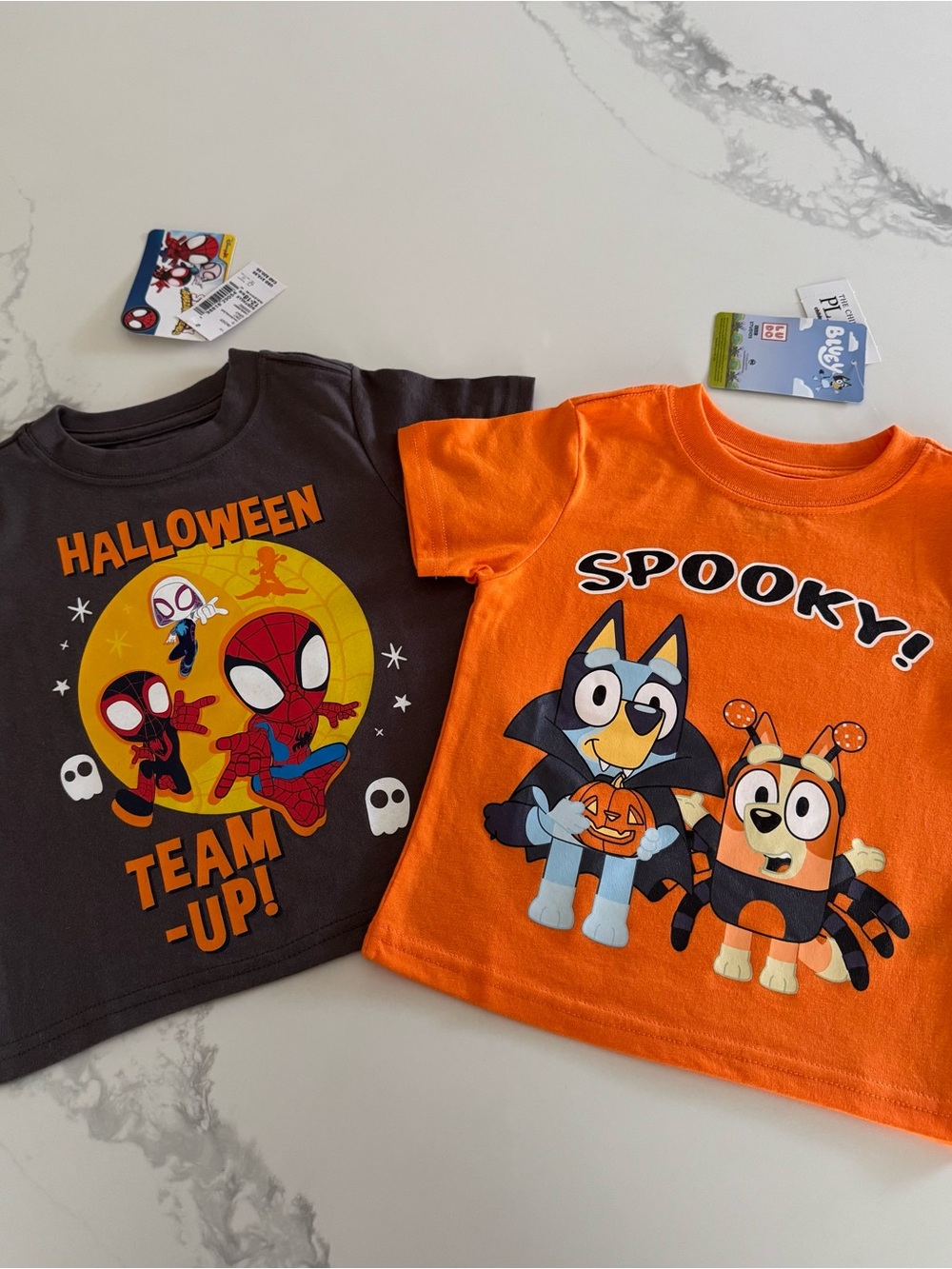 Halloween Kids Bluey and Spidey T-Shirt Bundle 12-18 Months